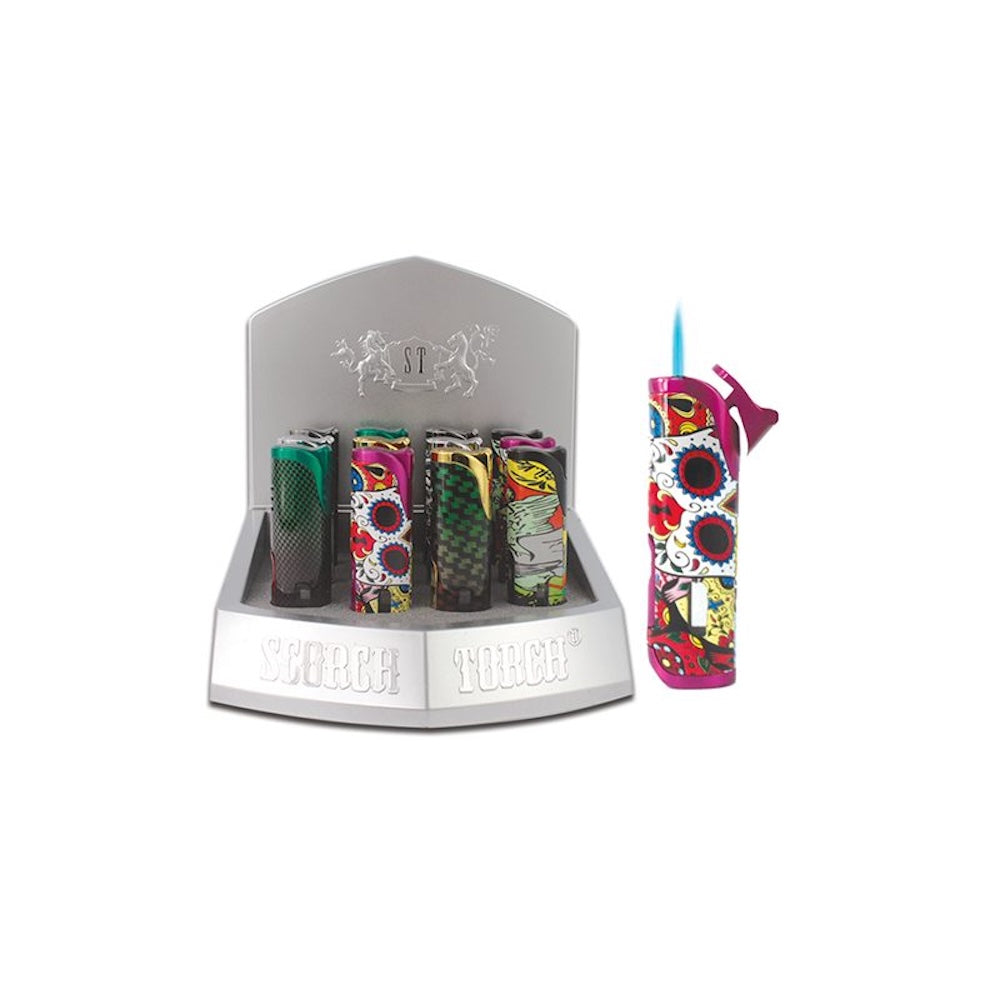 Scorch Torch lighter geometric designs with cigar punch - Shell Shock