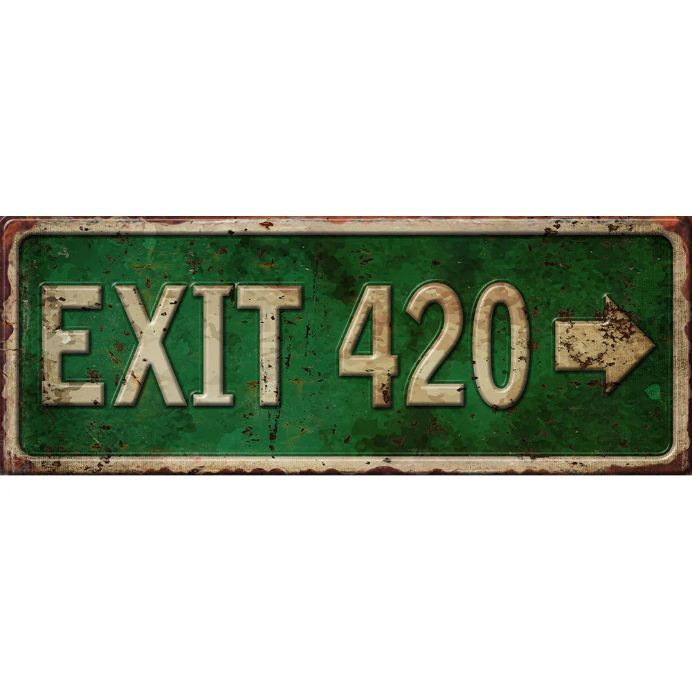 Exit 420 metal sign- shell shock