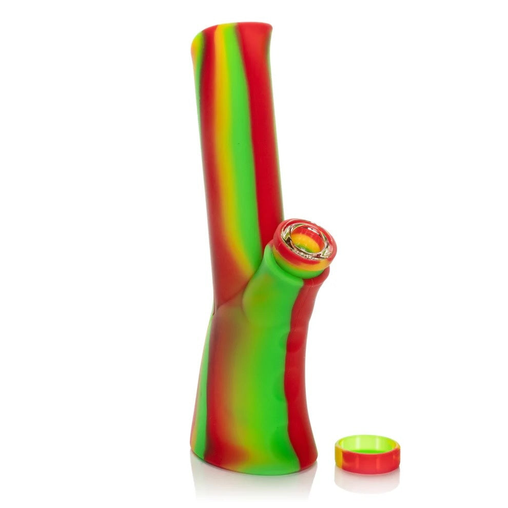 rast colour silicone bong with glass bowl on white backround
