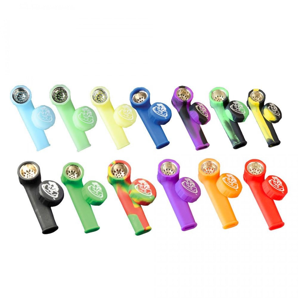 lit silicone pipes metal bowl - Shell Shock