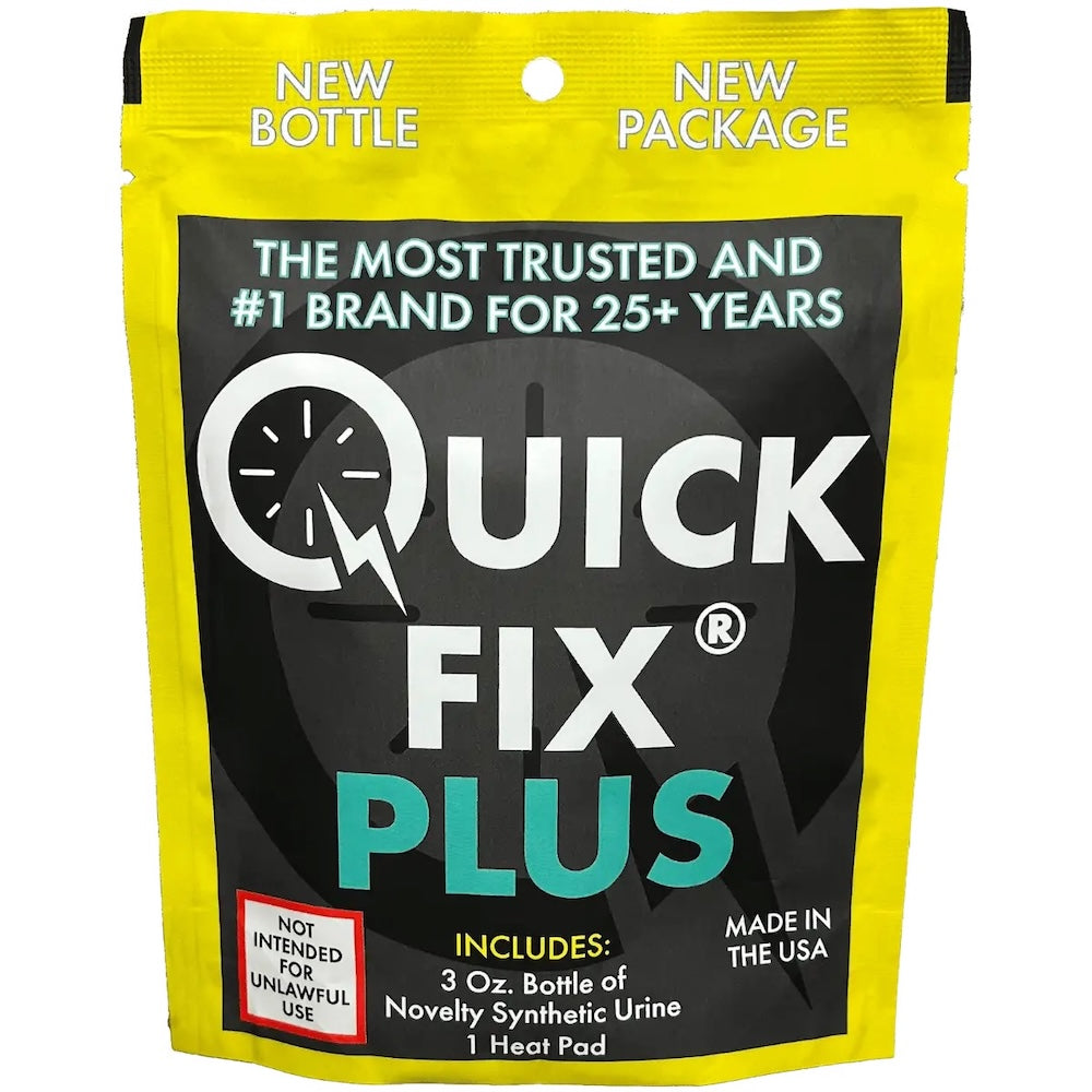 Quick Fix Plus package with yellow border and black background