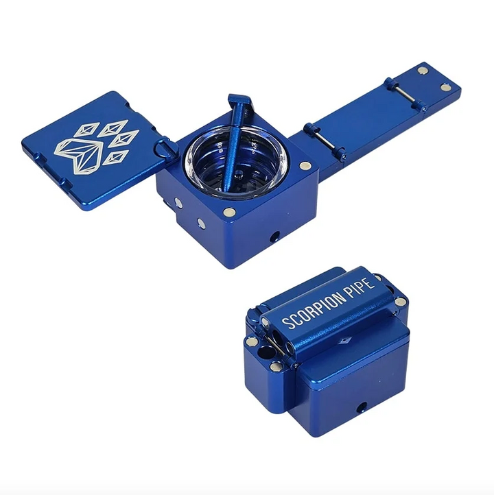 wolf grinder metal folding scorpion pipe blue - shell shock