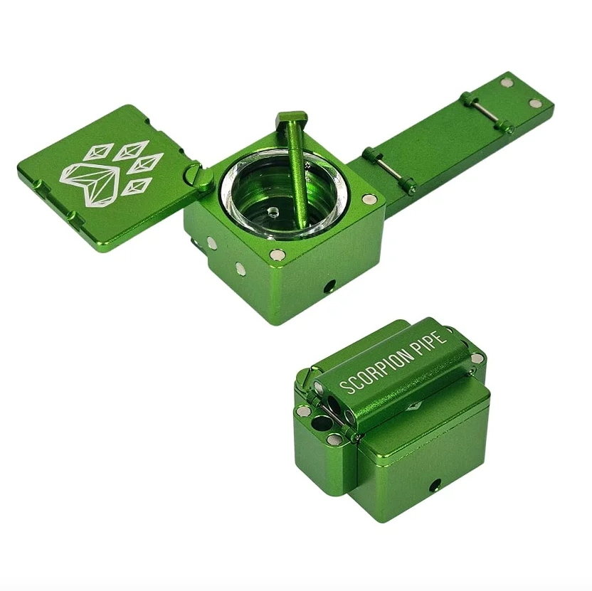 wolf grinder metal folding scorpion pipe green - shell shock