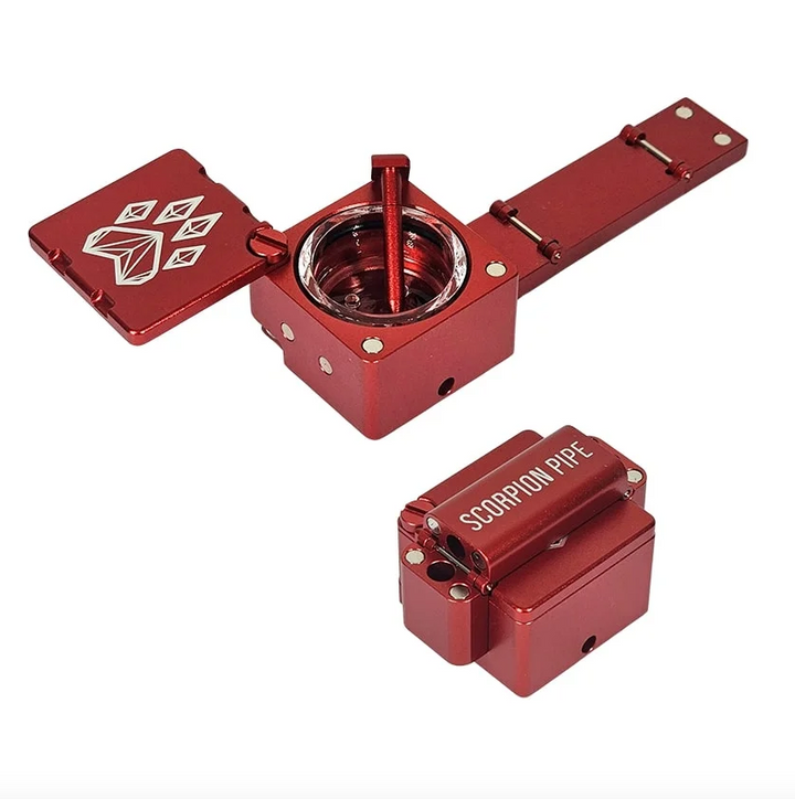 wolf grinder metal folding scorpion pipe red - shell shock