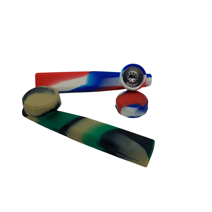 Silicone Pipe With Metal Bowl Large - Shell Shock