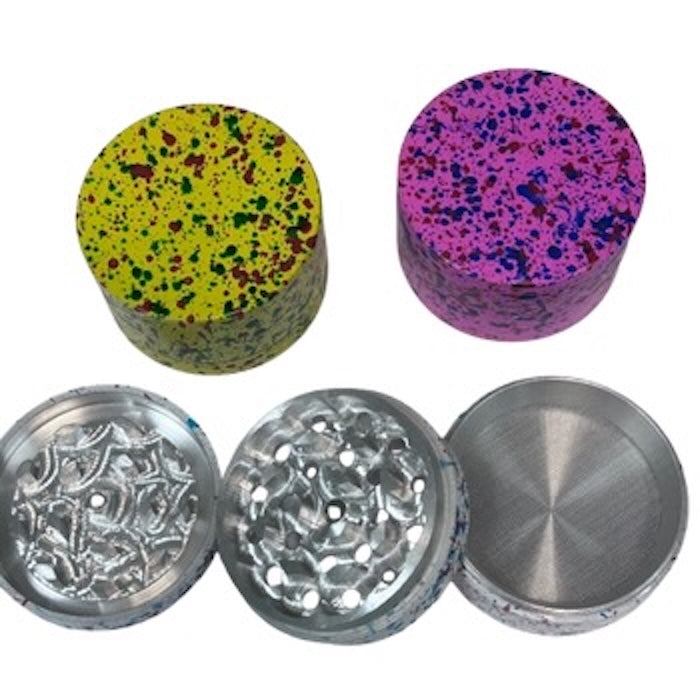 Colourful splatter grinder on white backround