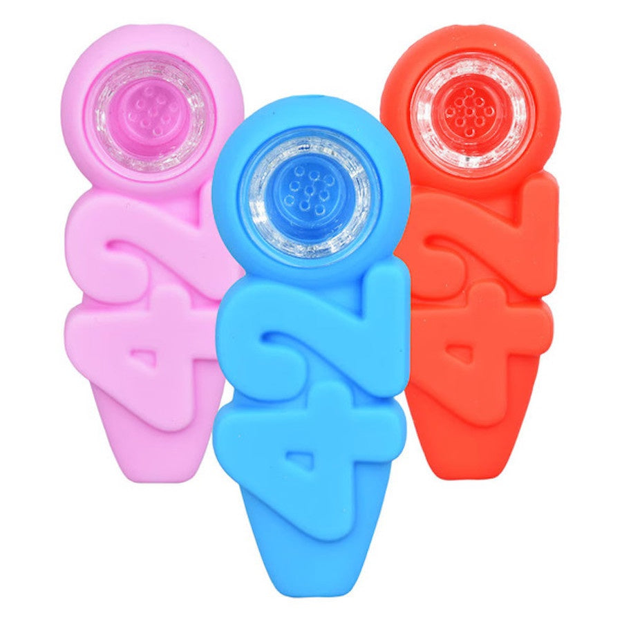 420 silicone pipe with glass bowl - shell shock