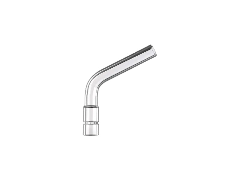 small glass piece with a small bend in it on a white background