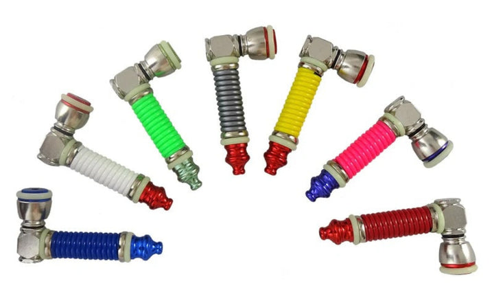 metal pipes with a bright colored middle on a white background