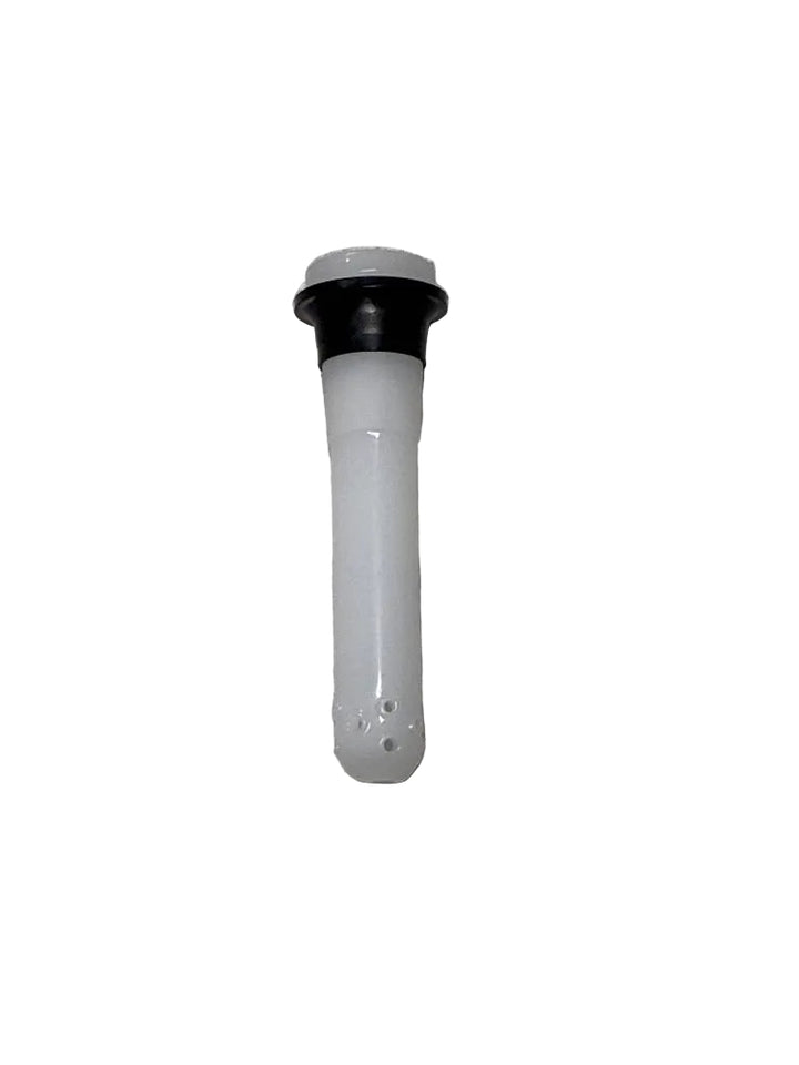 white glass bong stem with grommet on white backround