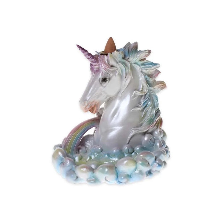 unicorn backflow insence burner on white backround