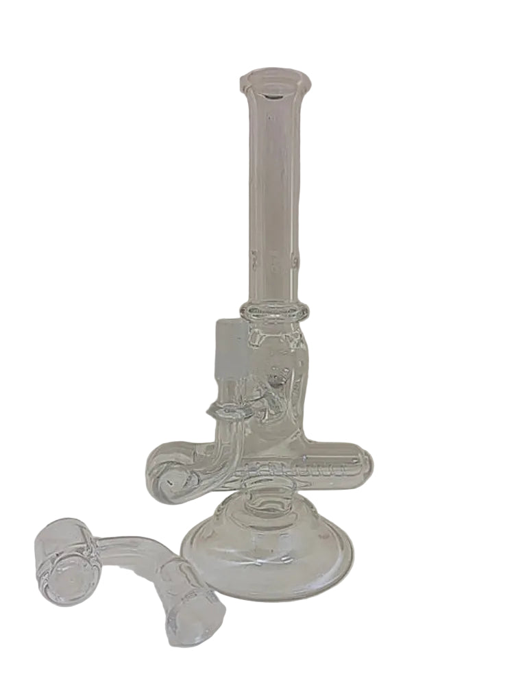 Clear glass water pipe on a white background