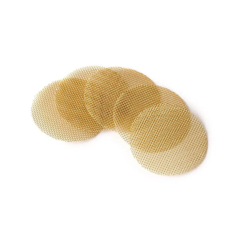brass mesh screens 5 pack on white backround
