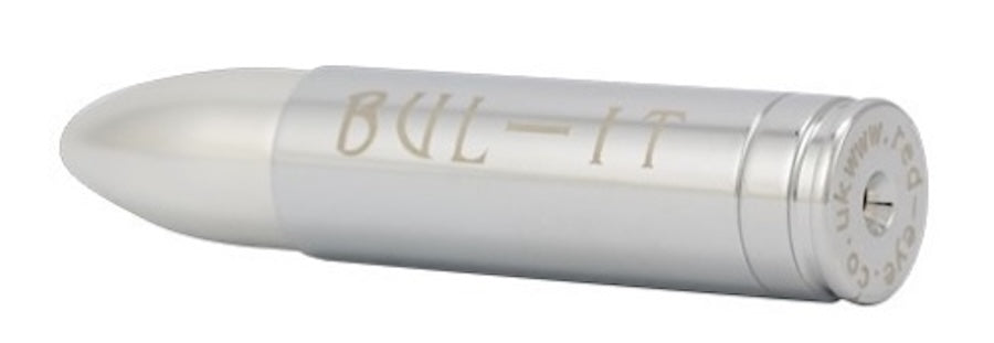Silver cylindrical metal pipe with 'BUL-IT' branding on a white background