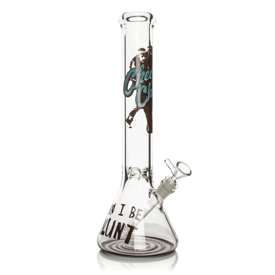 a cheech and chong glass bong on a white background