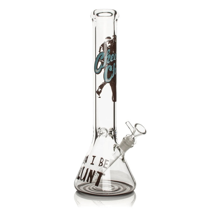 a cheech and chong glass bong on a white background