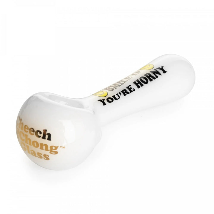 White smoking accessory with text on a white background