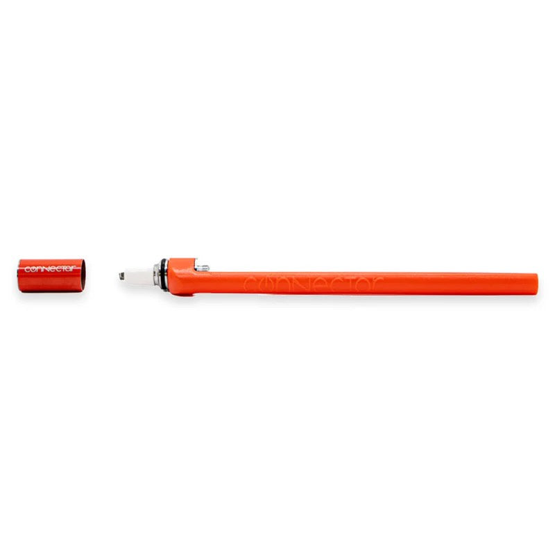 Orange and red electronic device on a white background