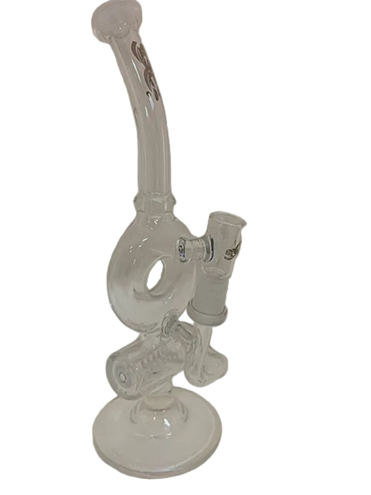 Clear glass water pipe on a white background