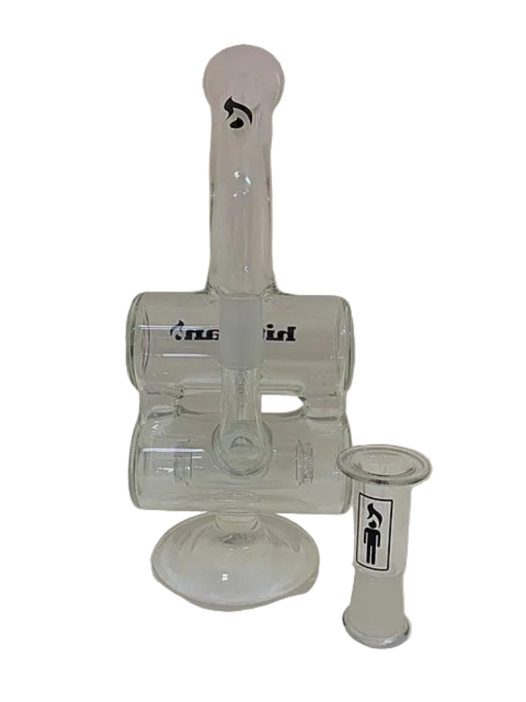 glass smoking device with a white background