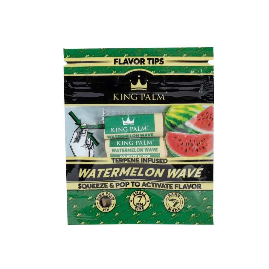 bag of King palm watermelon wave terpene filters on a white backround