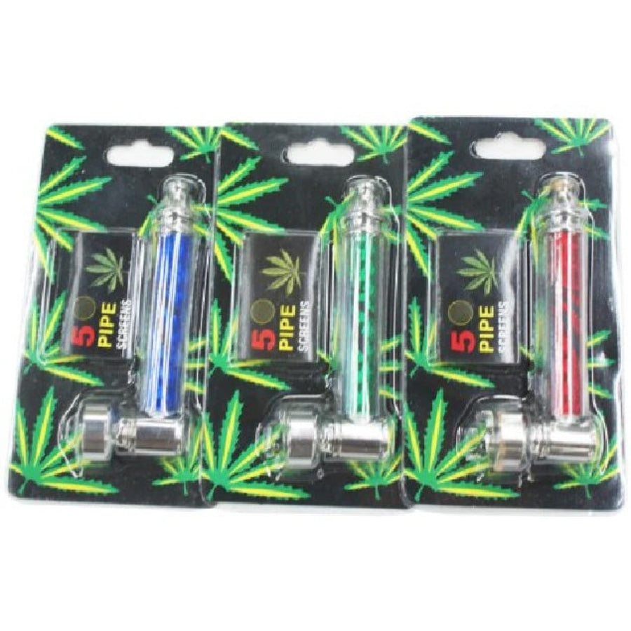 Packaged metal moking accessories with leaf design on the packaging on a white background