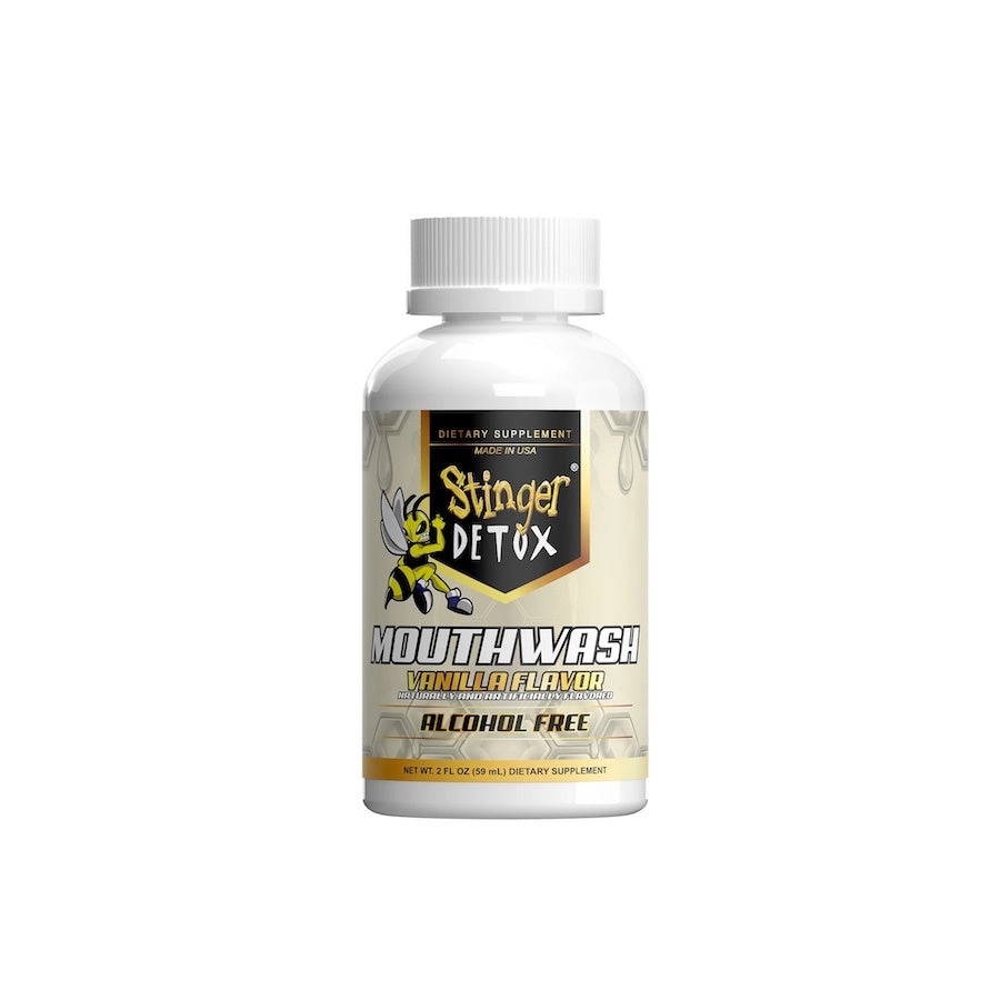 Stinger detox mouthwash on a white background
