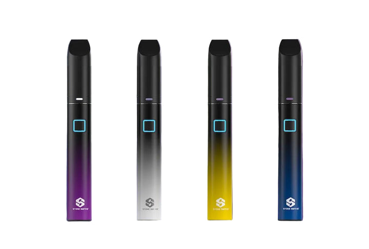 Four electronic devices with colorful gradient designs on a geometric patterned background
