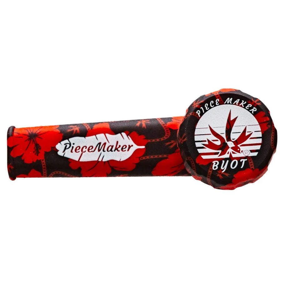 Red and black smoking pipe with 'PieceMaker' branding on a white background