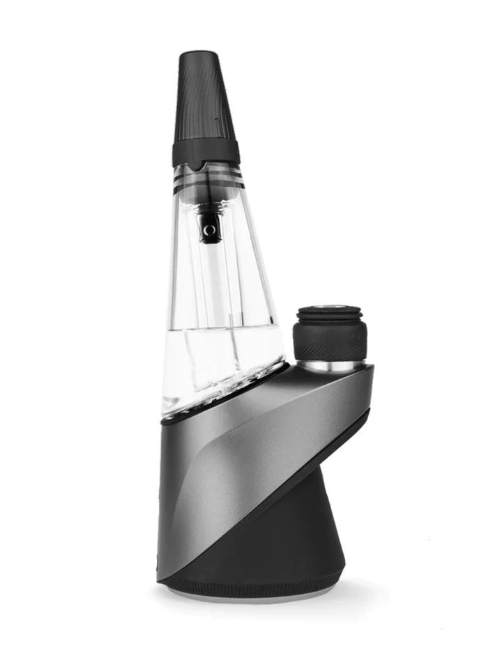 a puffco vaporizer with glass attachment on a white background