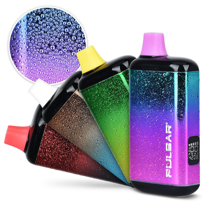Gradient-colored vape device with 'Pulsar' branding on a white background