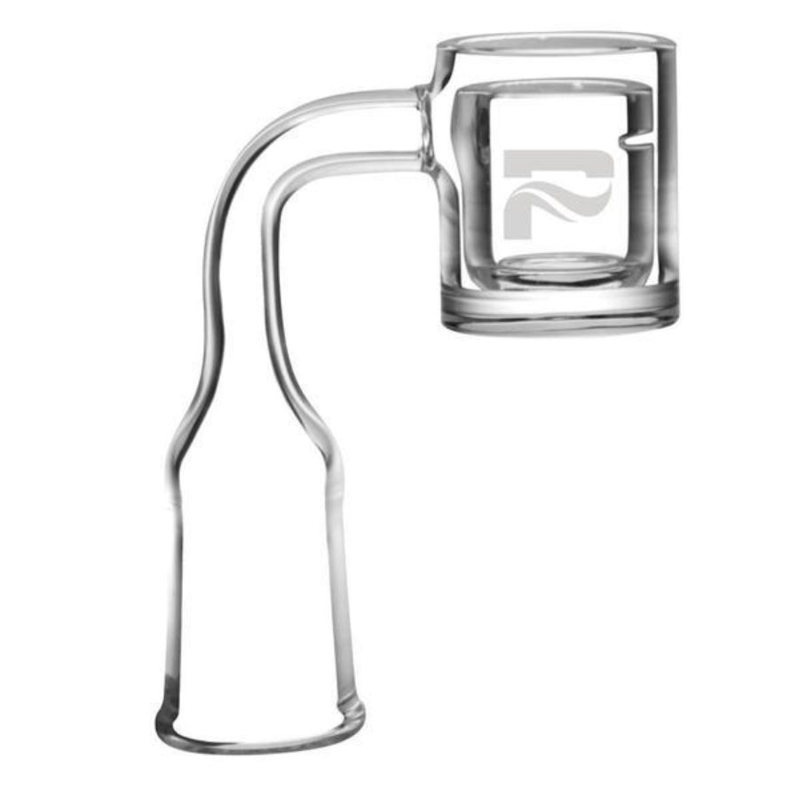 Clear quartz glass irish oil bomb banger on a white background