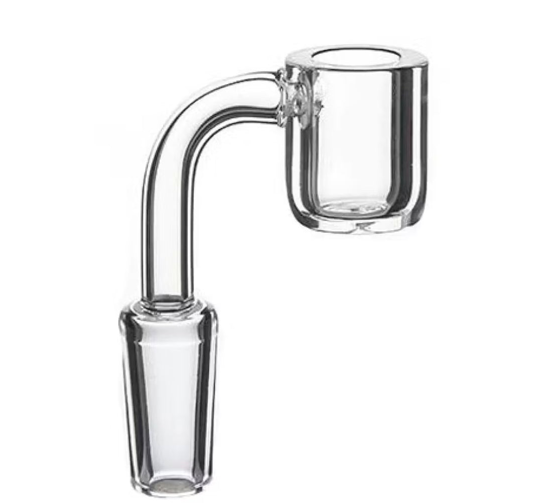 Clear glass smoking accessory on a white background