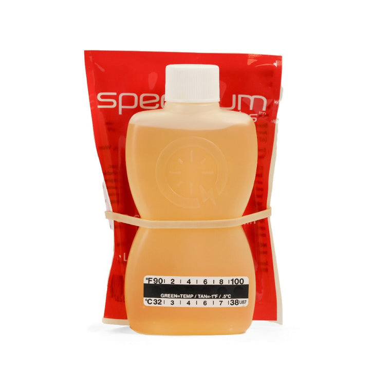 Spectrum brand bottle with red packaging on a white background