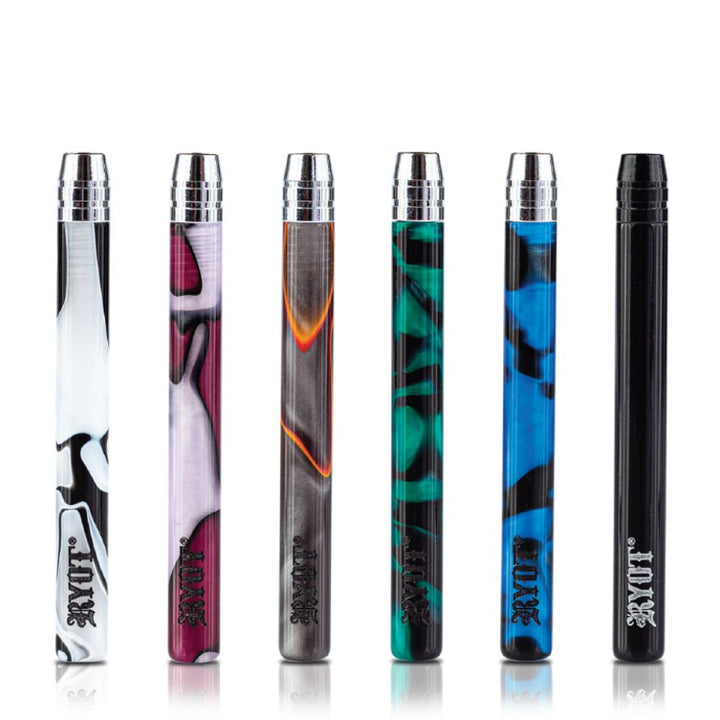 Set of colorful  bats with 'Ryot' branding on a white background