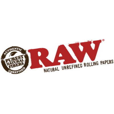 RAW brand logo for natural unrefined rolling papers on a white background