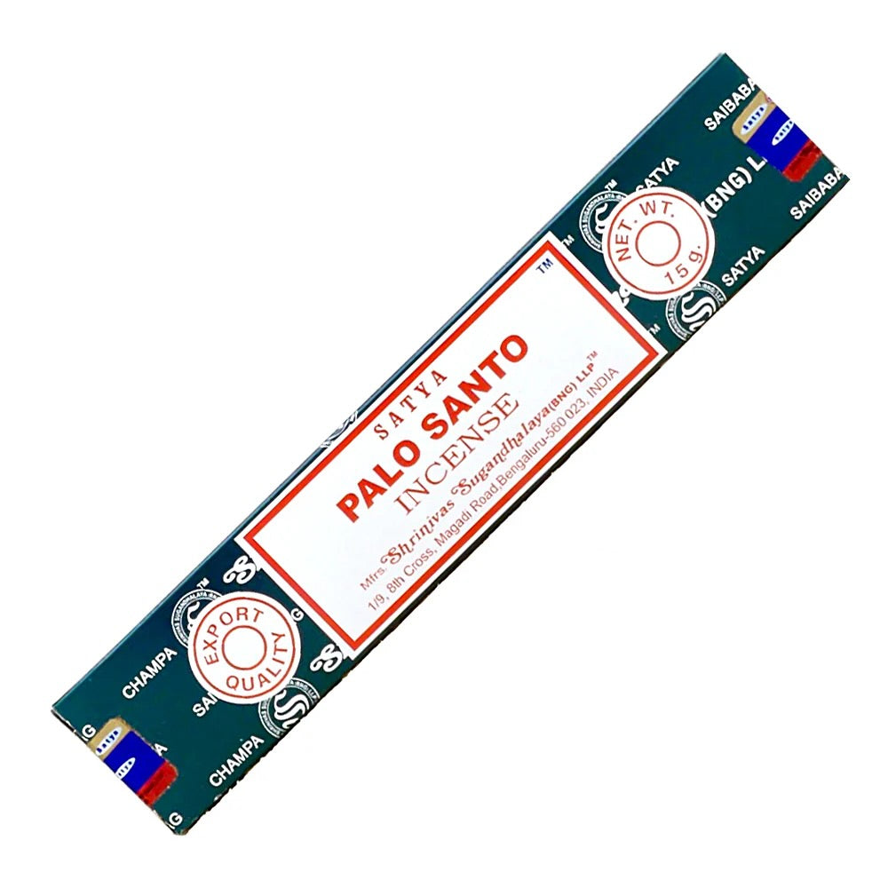 Satya Palo Santo incense packaging on a white background