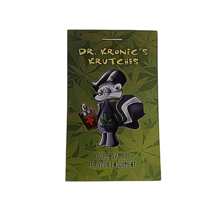 Dr. Kronic's Krutches product packaging with cartoon character on a green background