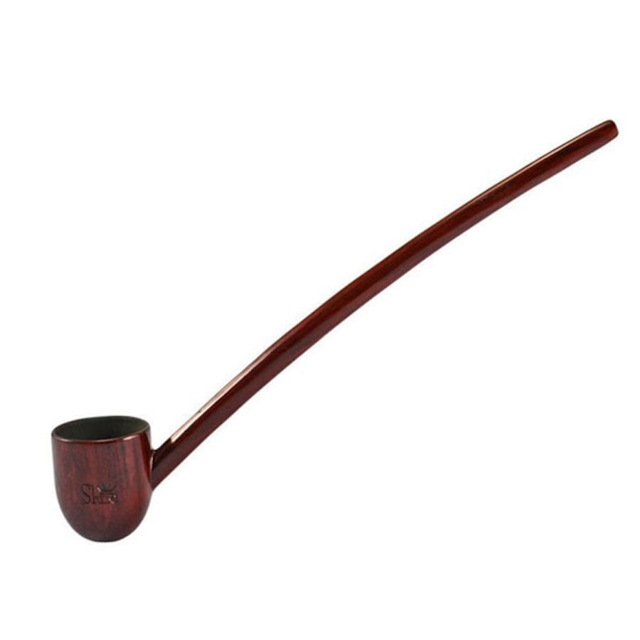 wooden long pipe with deep bowl on white backround