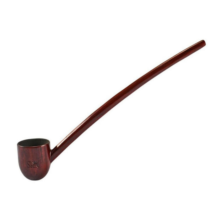 wooden long pipe with deep bowl on white backround