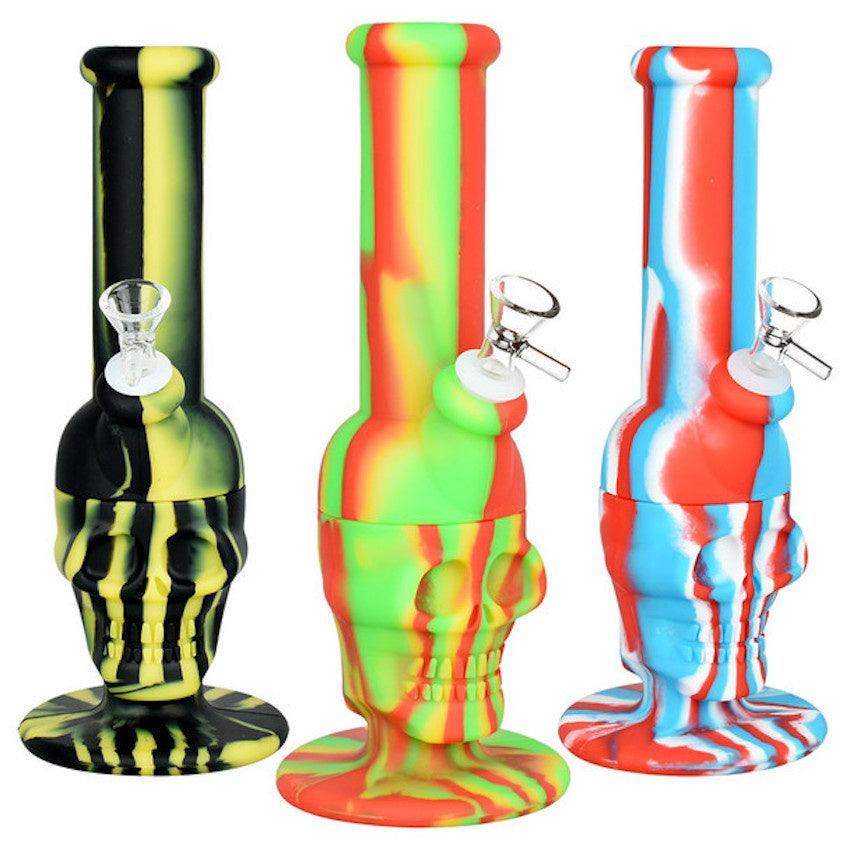 Smiling skull silicone water pipe - shell shock