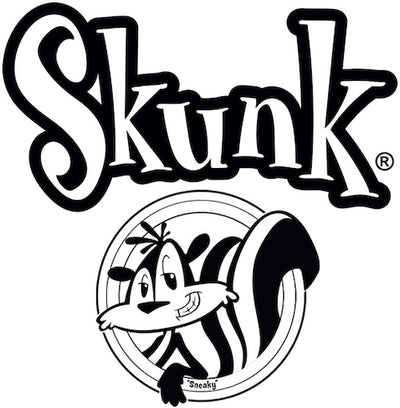 Logo of a cartoon skunk with the word 'Skunk' above it on a white background.