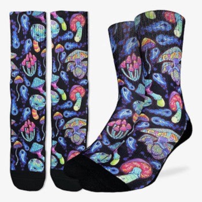 good luck socks trippy mushrooms - shell shock