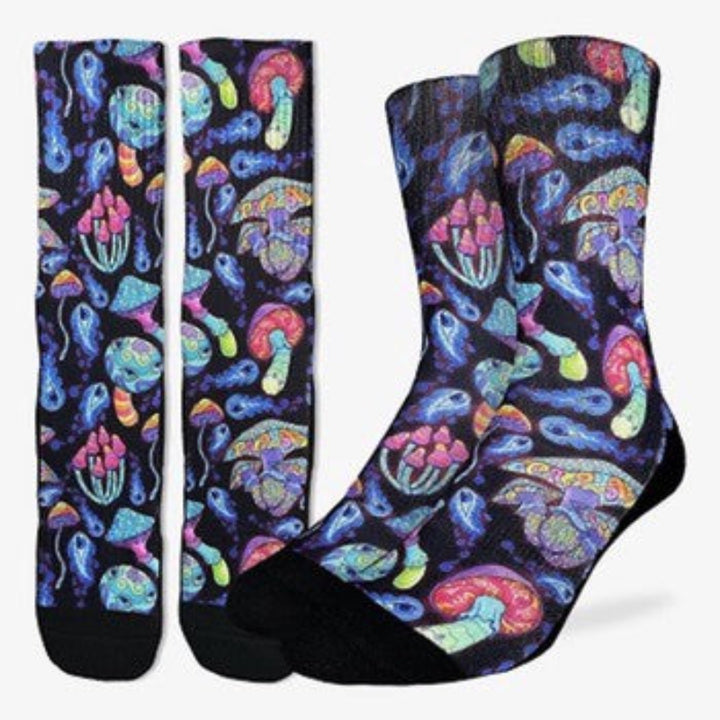 good luck socks trippy mushrooms - shell shock