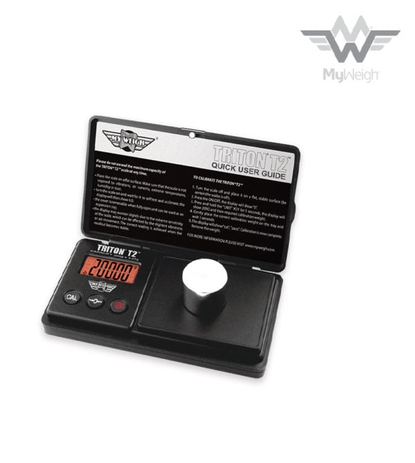 Digital scale with a quick user guide on a white background, featuring the MyWeigh brand.