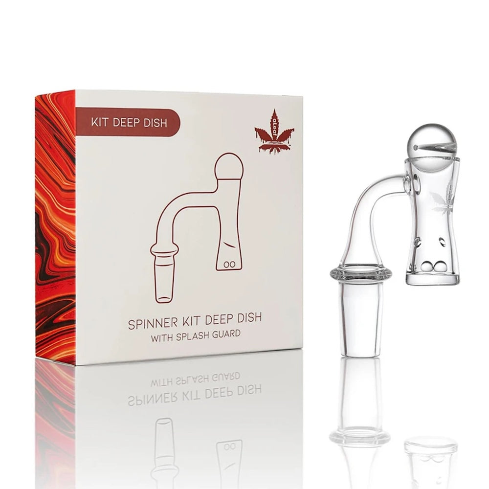 A-Leaf Glass smoking accessory with 'Spinner Kit Deep Dish' packaging on a white background