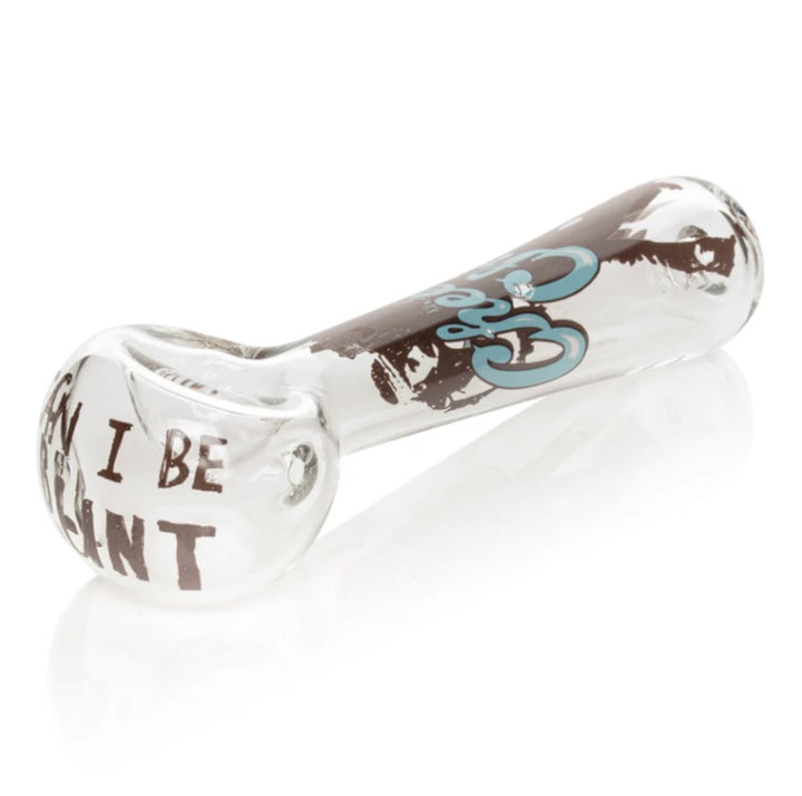 cheech and chong hand pipe with decal on white backround
