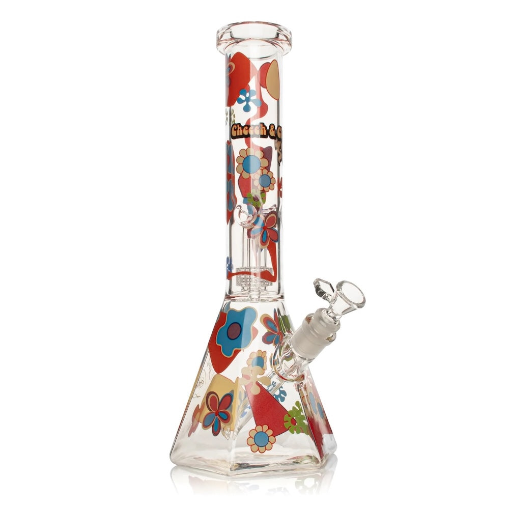 cheech and chong power to the flower dual chamber hex beaker - Shell Shock  