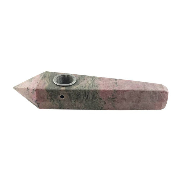 rhodonite crystal pipe - shell shock