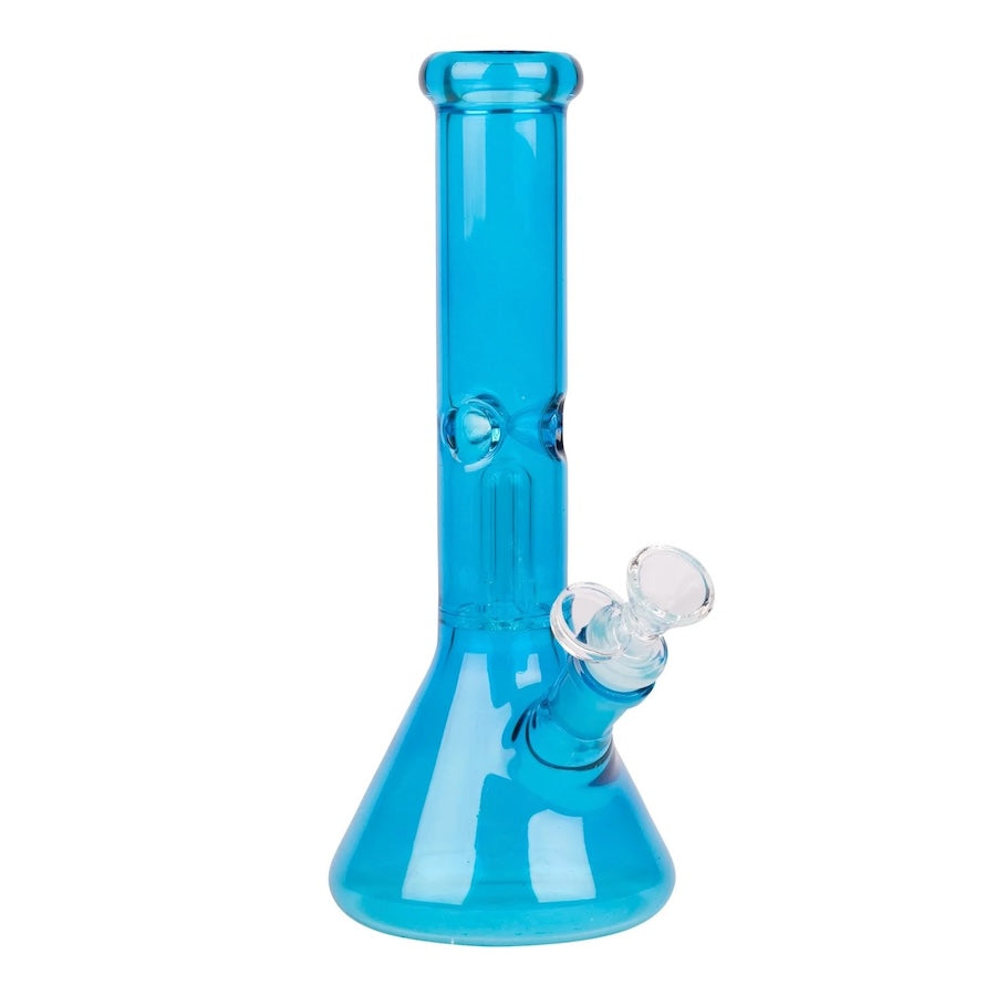 Blue glass water pipe on a white background